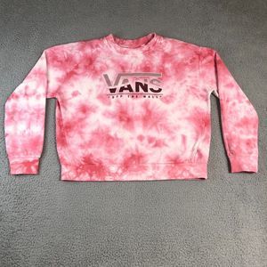 Vans Sweatshirt Women Medium Pink‎ Tie Dye Off The Wall Skater Logo Spell Out
